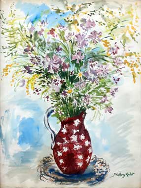 Vase rouge aux fleurs des champs